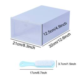 EONLION 12x White Plastic Shoe Storage Boxes Drawer Stackable - thumbnail 3
