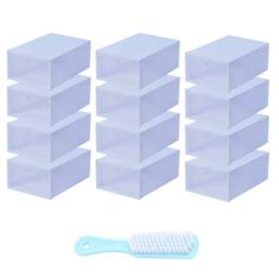 EONLION 12x White Plastic Shoe Storage Boxes Drawer Stackable