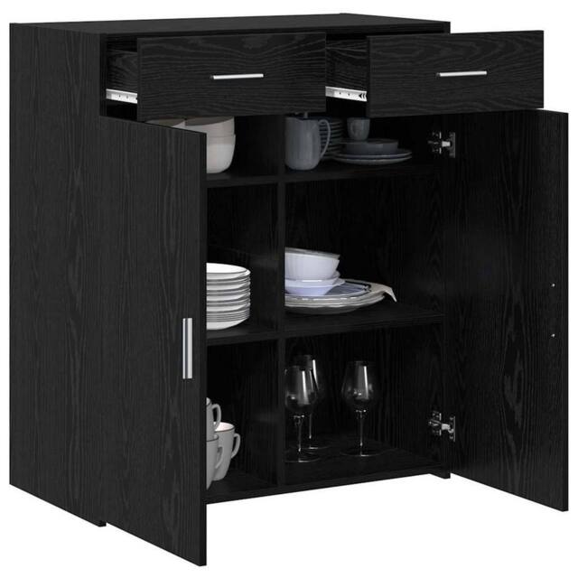 Berkfield Home Storage Cabinet Black Oak 80x42.5x93.5 cm Engineered Wood - image 1