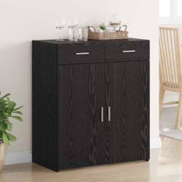 Berkfield Home Storage Cabinet Black Oak 80x42.5x93.5 cm Engineered Wood - thumbnail 2