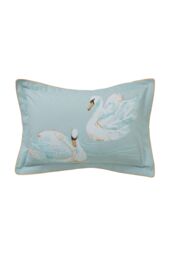 YVONNE ELLEN 'Sister Swans' Cotton Duvet Cover Set in Aqua - Size: Single - thumbnail 3