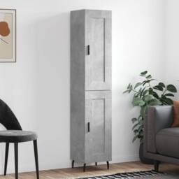 Berkfield Home Highboard Concrete Grey 34.5x34x180 cm Engineered Wood - thumbnail 2