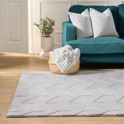 OHS Chevron Carved Rug Soft Floor Carpet Non Slip Area Mat in Grey - Size: 160 cm x 230 cm - thumbnail 1