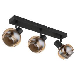 Netlighting Tokki Ceiling Spotlight Bar Matt Black Amber Glass Shade 3x E14 - thumbnail 2