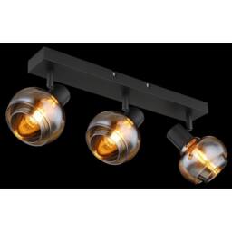 Netlighting Tokki Ceiling Spotlight Bar Matt Black Amber Glass Shade 3x E14 - thumbnail 5