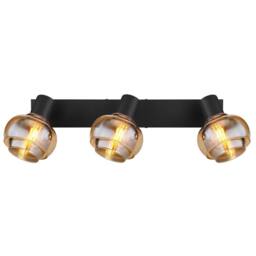 Netlighting Tokki Ceiling Spotlight Bar Matt Black Amber Glass Shade 3x E14 - thumbnail 3