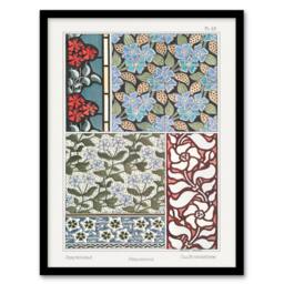 Artery8 Maurice Pillard Verneuil Framed Wall Art Periwinkle Flower Pattern in Blue - Size: A4 - thumbnail 1