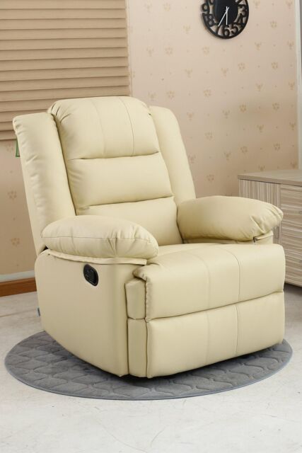 More4Homes Loxley Bonded Leather Manual Recliner Armchair Sofa Home Lounge Chair in Cream - image 1