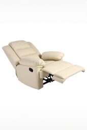 More4Homes Loxley Bonded Leather Manual Recliner Armchair Sofa Home Lounge Chair in Cream - thumbnail 6
