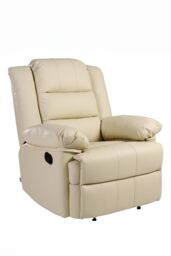 More4Homes Loxley Bonded Leather Manual Recliner Armchair Sofa Home Lounge Chair in Cream - thumbnail 3