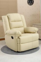 More4Homes Loxley Bonded Leather Manual Recliner Armchair Sofa Home Lounge Chair in Cream
