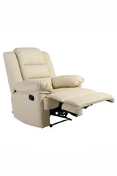 More4Homes Loxley Bonded Leather Manual Recliner Armchair Sofa Home Lounge Chair in Cream - thumbnail 5