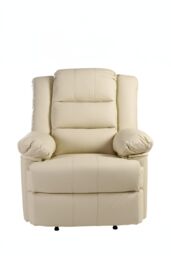 More4Homes Loxley Bonded Leather Manual Recliner Armchair Sofa Home Lounge Chair in Cream - thumbnail 2