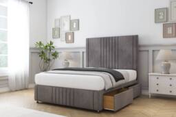 "Comfort Beds Royal Naples Divan Base 2 Drawers - 54"" Headboard-Footboard in Grey - Size: Single"