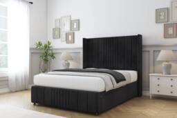 "Comfort Beds Grace Naples Divan Base No Drawers - 54"" Wingback-Footboard in Black - Size: Super King" - thumbnail 2