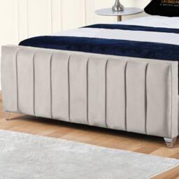 UK Bed Furniture Empire Winged Slatted Base Upholstered Bed with 48 Inch Headboard in Light Beige - Size: Single - thumbnail 3
