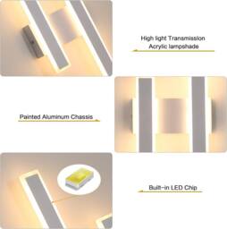 Goeco Wall Light LED Modern, 32 W, Creative Long Parallel Wall Lamp, 3000 K in White - thumbnail 7