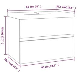 Berkfield Home Sink Cabinet with Built-in Basin Smoked Oak Engineered Wood in Brown - thumbnail 6