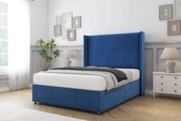 "Comfort Beds Madrid Plush Divan Base No Drawers - 54"" Wingback in Navy - Size: Double" - thumbnail 2