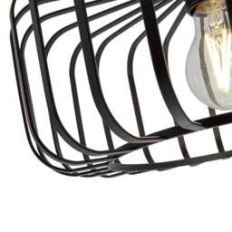 Happy Homewares Industrial Cage Designed Matte Black Metal Semi Flush Ceiling Light - thumbnail 5