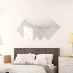 Berkfield Home 48 pcs Mirror Tiles Square Glass in Silver - thumbnail 8