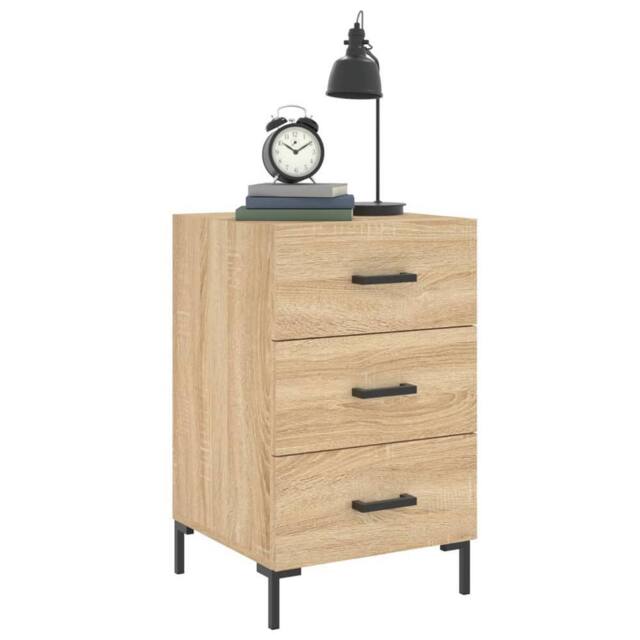 Berkfield Home Modern Bedside Cabinet Sonoma Oak 40x40x66 cm Engineered Wood in Tan - Size: 40 x 40 x 66 cm - image 1