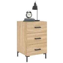 Berkfield Home Modern Bedside Cabinet Sonoma Oak 40x40x66 cm Engineered Wood in Tan - Size: 40 x 40 x 66 cm - thumbnail 1