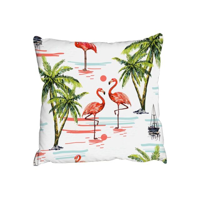 Benjamin Tate Design Cushions - Flamingo & Palm Trees (Cushion)