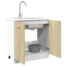 Berkfield Home Suitable Bottom Cabinet Lyon Sonoma Oak 80x46x81.5 cm Engineered Wood in Light Brown - thumbnail 4