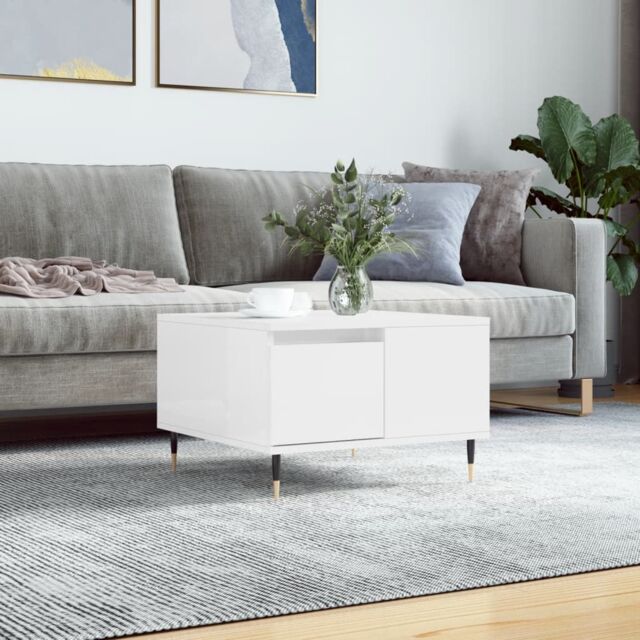 Berkfield Home Coffee Table High Gloss White 55x55x36.5 cm Engineered Wood - image 1