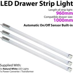 Loops 3x 1000mm LED Drawer Strip Light AUTO ON/OFF PIR SENSOR Kitchen Cupboard Door - thumbnail 1