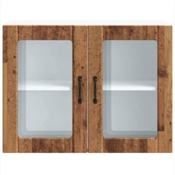 Berkfield Home Kitchen Wall Cabinet with Glass Door Lucca Old Wood Engineered Wood in Brown - thumbnail 6