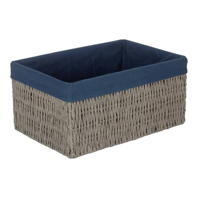Red Hamper Paper Rope Storage Basket with Navy Blue Cotton Lining - Size: Small - image 1