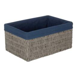 Red Hamper Paper Rope Storage Basket with Navy Blue Cotton Lining - Size: Small - thumbnail 1
