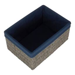 Red Hamper Paper Rope Storage Basket with Navy Blue Cotton Lining - Size: Small - thumbnail 2