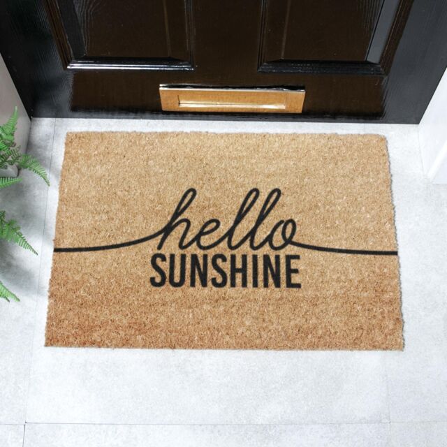 Artsy Mats Hello Sunshine Coir Doormat (60 x 40cm) in Brown - Size: 40 cm x 60 cm - image 1