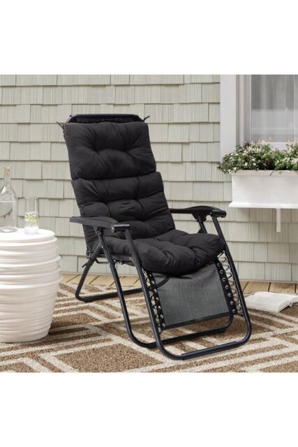Garden Sanctuary 130cm W x 55cm D Black High Back Tri-Fold Adirondack Patio Chair Cushion - Size: 130 cm W x 55 cm D - image 1