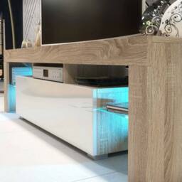 FORGEVIO TV Unit TV Stand Cabinet Sideboard Oak White in Natural - Size: 0.6m2 - thumbnail 5