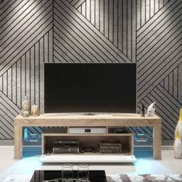 FORGEVIO TV Unit TV Stand Cabinet Sideboard Oak White in Natural - Size: 0.6m2 - thumbnail 6