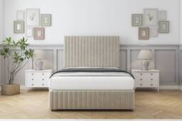 "Comfort Beds Khole Plush Divan Base No Drawers - 54"" Headboard-Footboard in Cream - Size: Small Single" - thumbnail 1