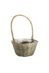 KDMD Grey Wash Round Split Willow Basket Handle 30cm Dia 2 Pack in Natural - thumbnail 1