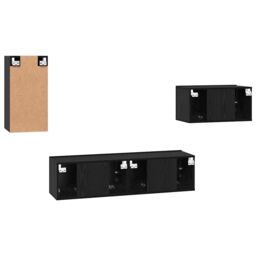 Berkfield Home with Shelf Wall-mounted Other with Storage with Door 4 pcs Black oak 30.5 x 30 x 60 cm Engineered wood - thumbnail 9
