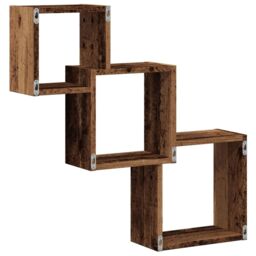 Berkfield Home Wall Cube Shelves Old Wood 68x15x68 cm Engineered Wood in Brown - Size: 68 x 15 x 68 cm - thumbnail 6