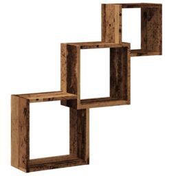 Berkfield Home Wall Cube Shelves Old Wood 68x15x68 cm Engineered Wood in Brown - Size: 68 x 15 x 68 cm - thumbnail 2