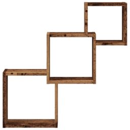Berkfield Home Wall Cube Shelves Old Wood 68x15x68 cm Engineered Wood in Brown - Size: 68 x 15 x 68 cm - thumbnail 4