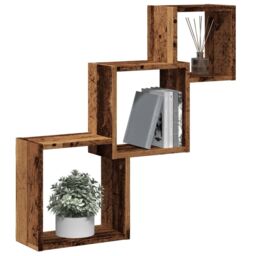 Berkfield Home Wall Cube Shelves Old Wood 68x15x68 cm Engineered Wood in Brown - Size: 68 x 15 x 68 cm - thumbnail 1