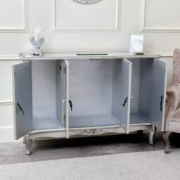 Melody Maison Silver Mirrored Wardrobe & Large Sideboard - Tiffany Range - thumbnail 2