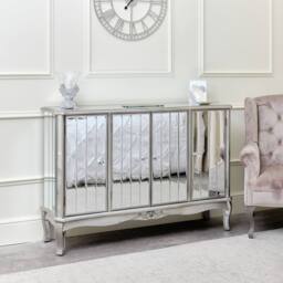 Melody Maison Silver Mirrored Wardrobe & Large Sideboard - Tiffany Range - thumbnail 6