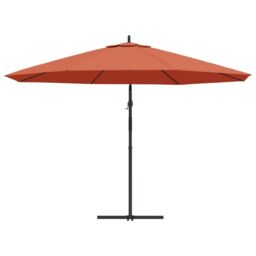 Berkfield Home Cantilever Umbrella with Aluminium Pole 350 cm Terracotta in Brown - thumbnail 5