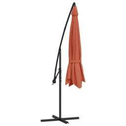 Berkfield Home Cantilever Umbrella with Aluminium Pole 350 cm Terracotta in Brown - thumbnail 6